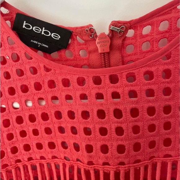 Bebe Jenna Embroidery Cutout Eyelet Lace Midi Dress Coral - Picture 4 of 4